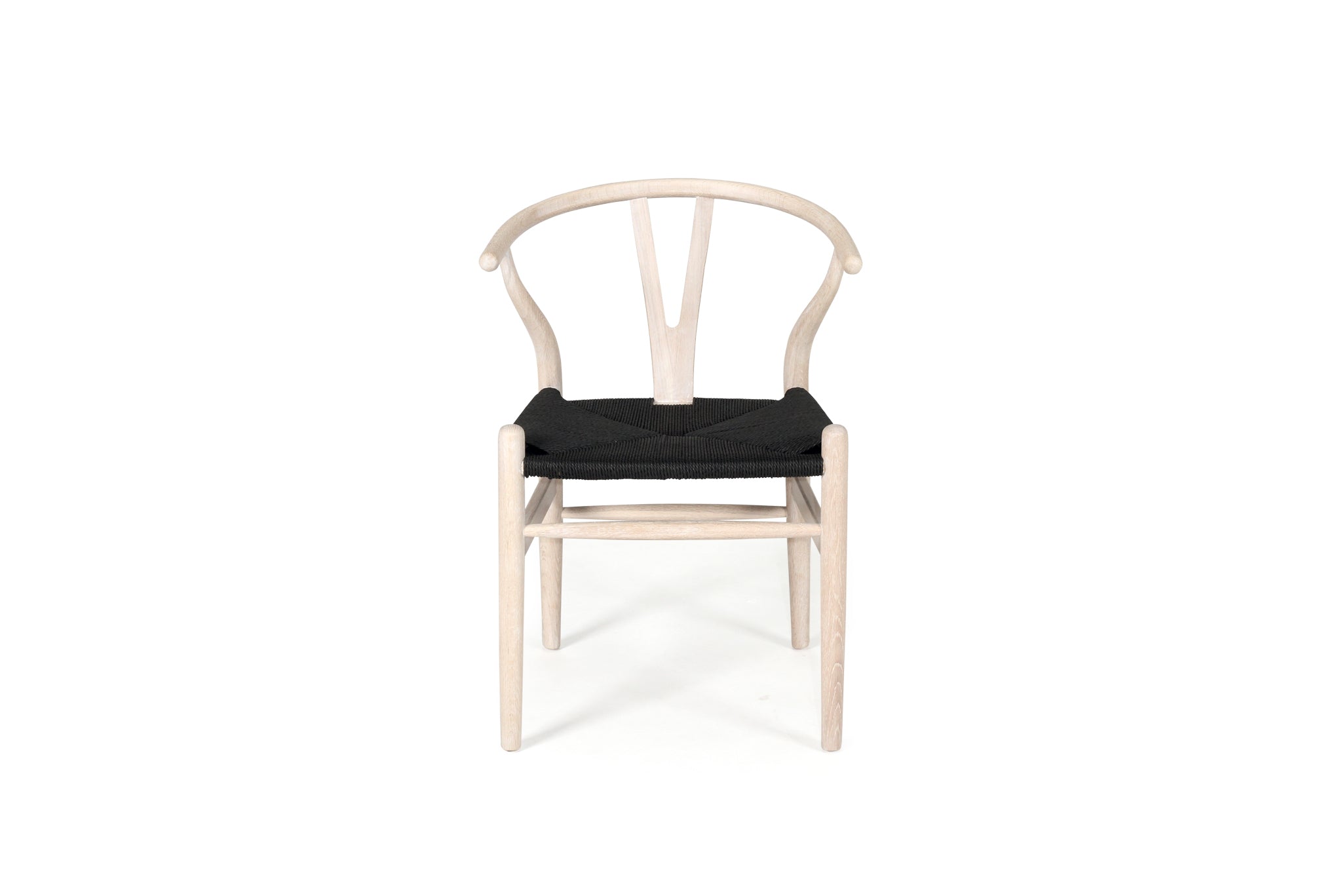 Hans Wegner Wishbone Replica Dining Chair – White Coastal Oak with Charcoal Cord
