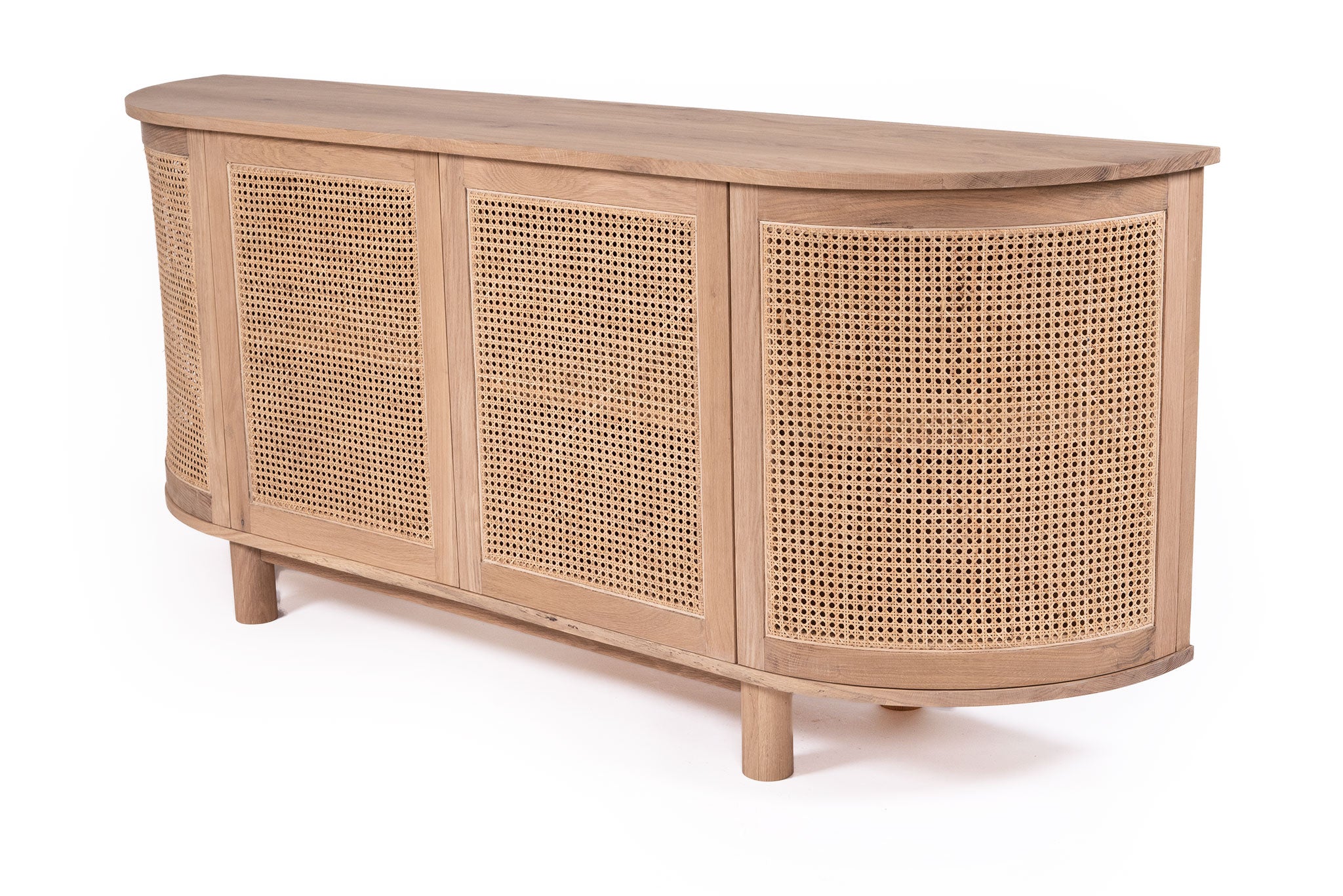 Griffith American Oak 4 Door Sideboard – Rounded End