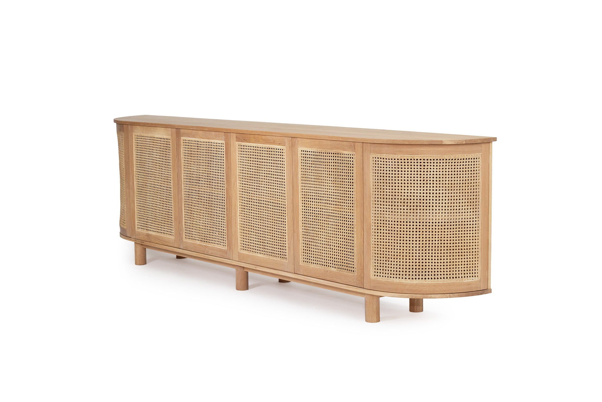 Griffith American Oak 6 Door Sideboard – Rounded End