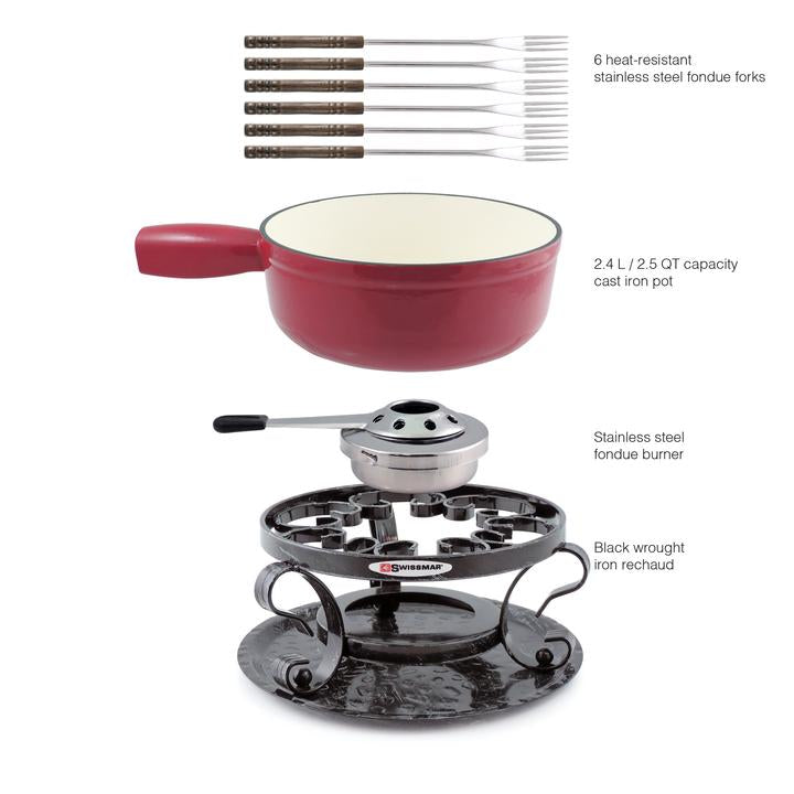 Swissmar Lugano Cast Iron 9pc Fondue Set