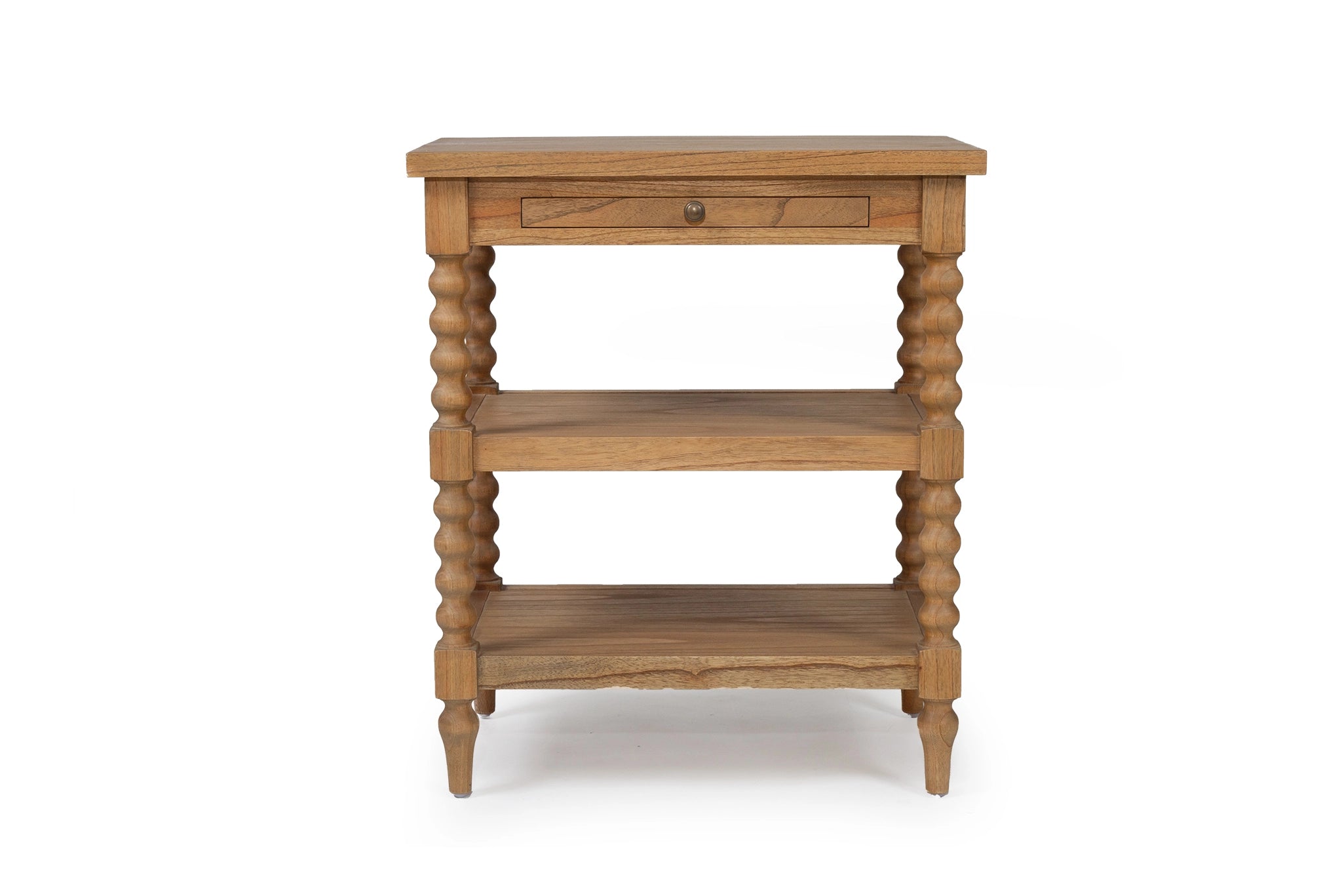 Morningside Bobbin Bedside Table – Weathered Oak