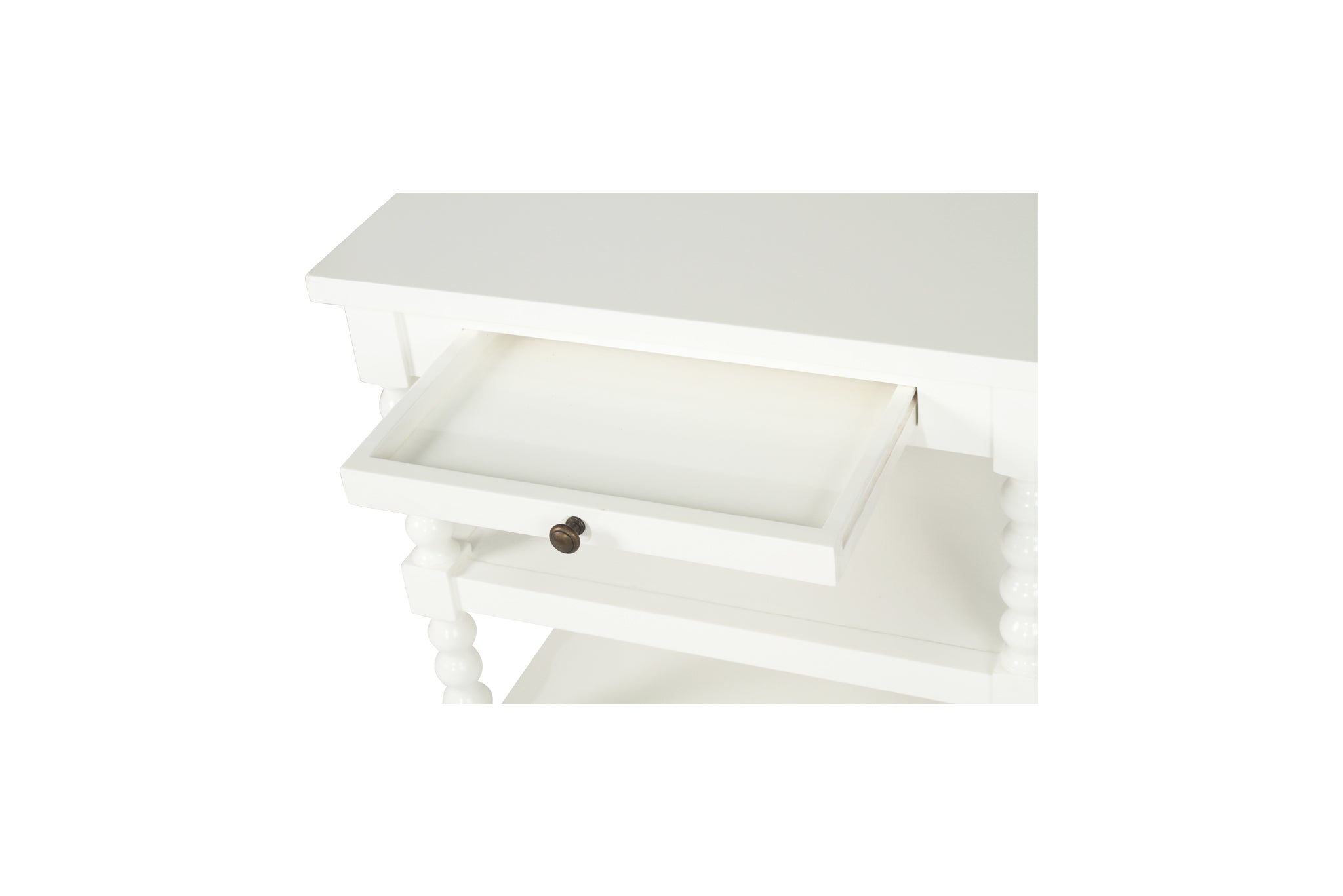 Morningside Bobbin Bedside Table – White