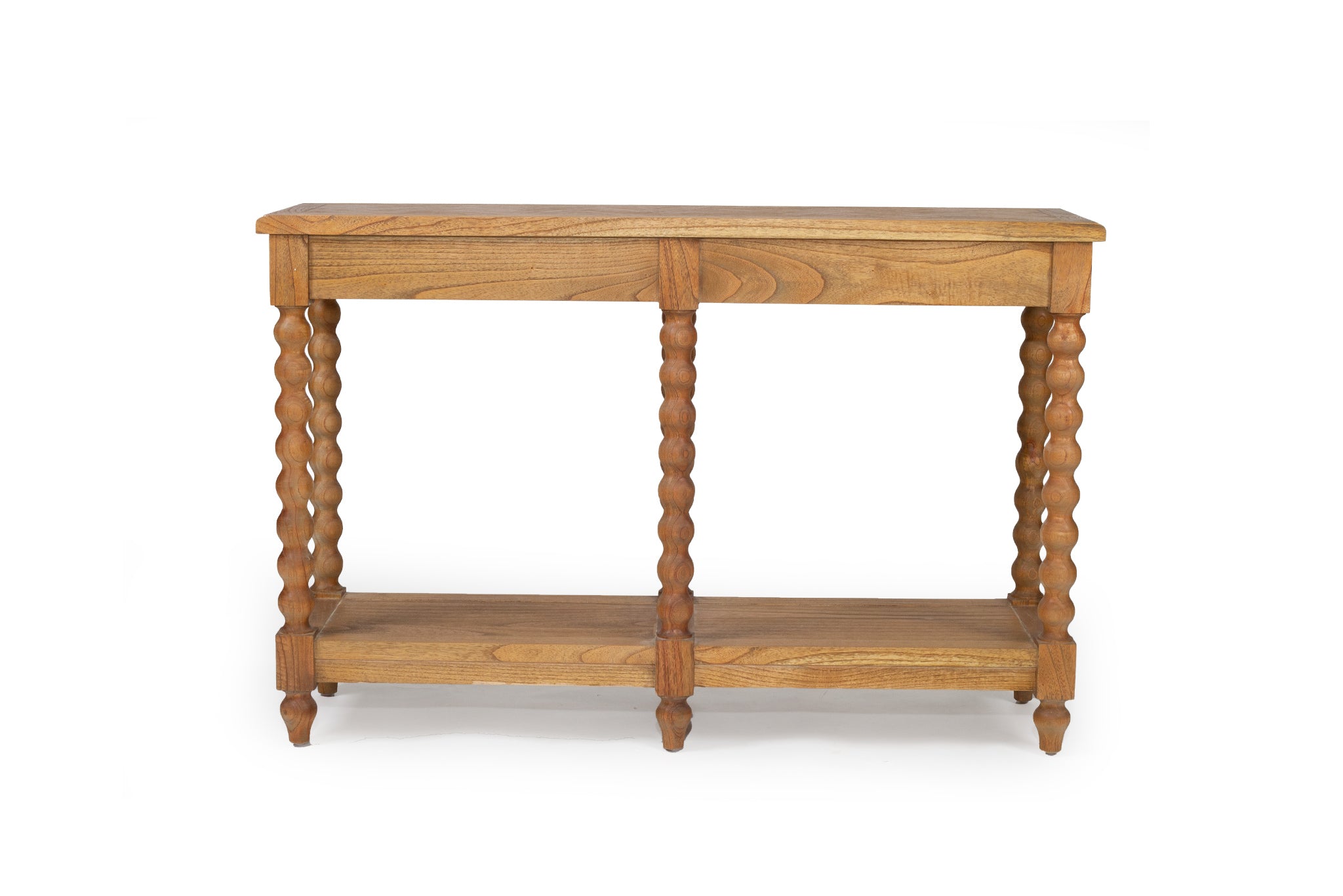 Morningside White Cedar Bobbin Console Table – 2 Drawer – Herringbone Top