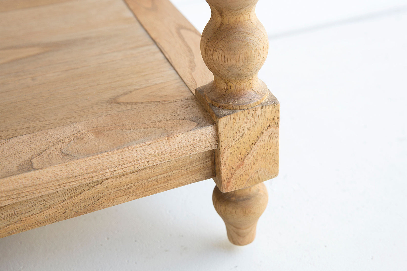 Morningside White Cedar Bobbin Console Table – 3 Drawer – Herringbone Top