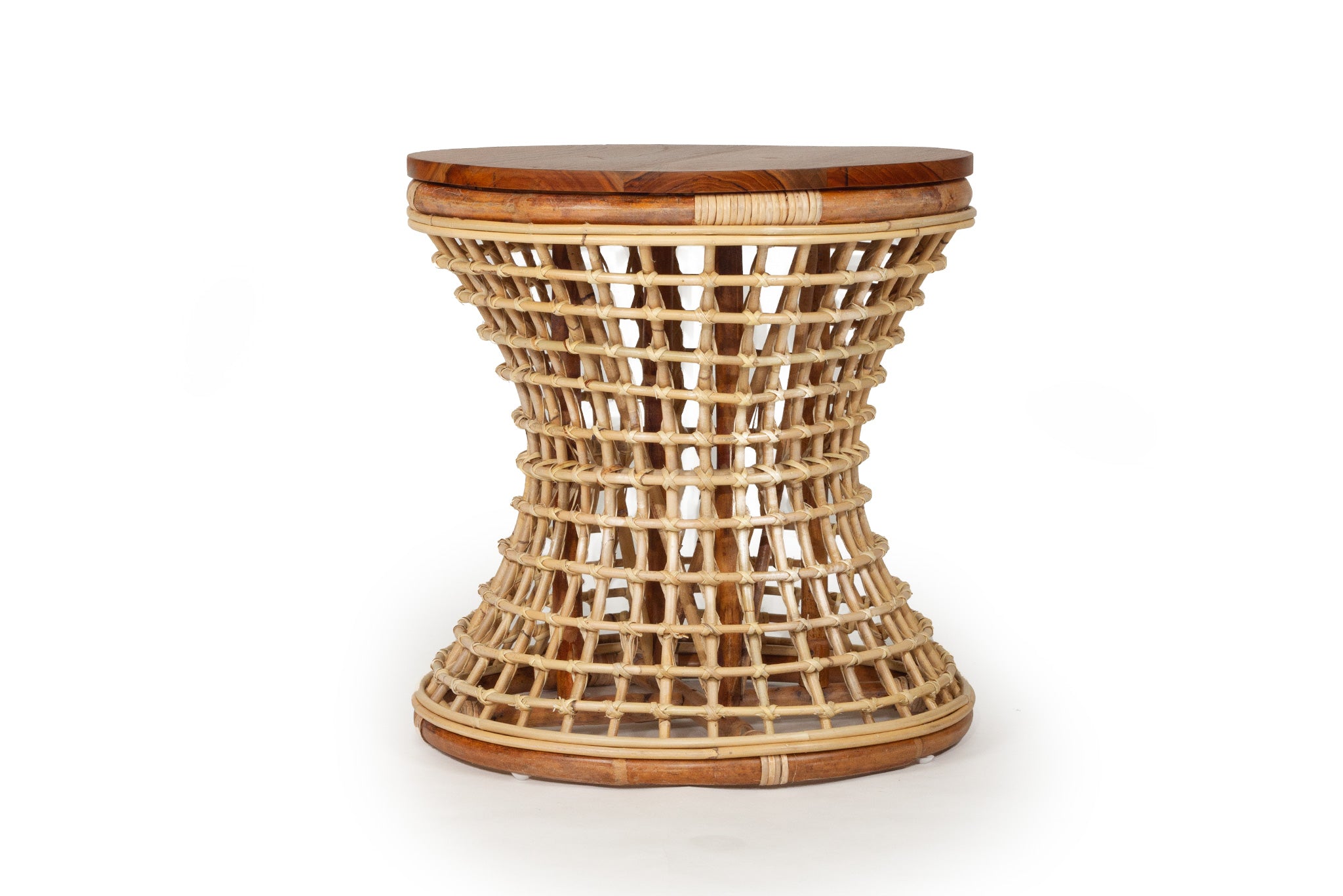 Philip Rattan Side Table With Timber Top