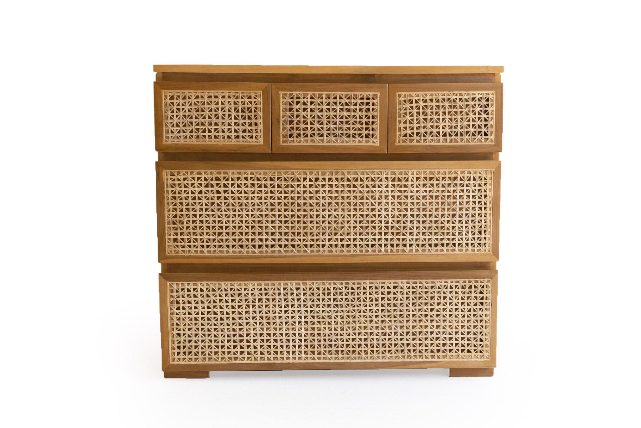 Piper Teak & Rattan Chest Of Drawers – Five Drawer