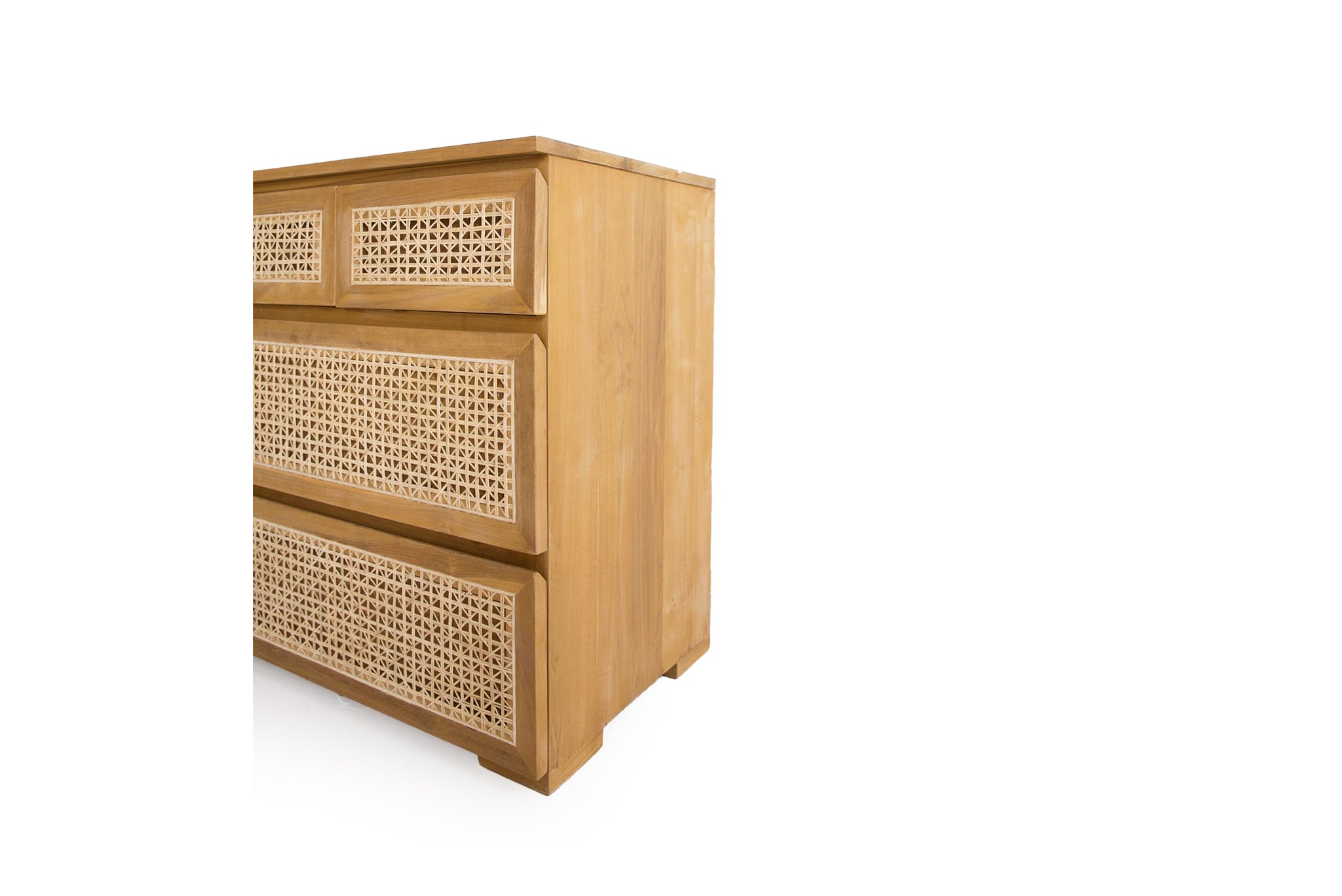 Piper Teak & Rattan Chest Of Drawers – Five Drawer
