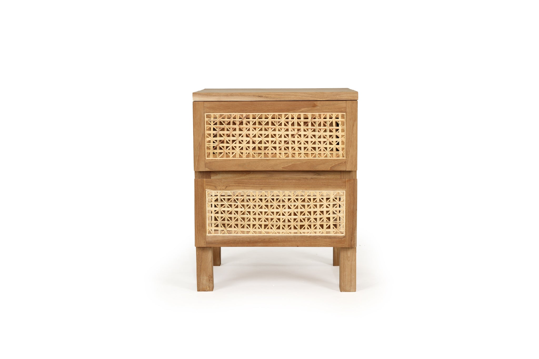 Piper Teak & Rattan Bedside Table