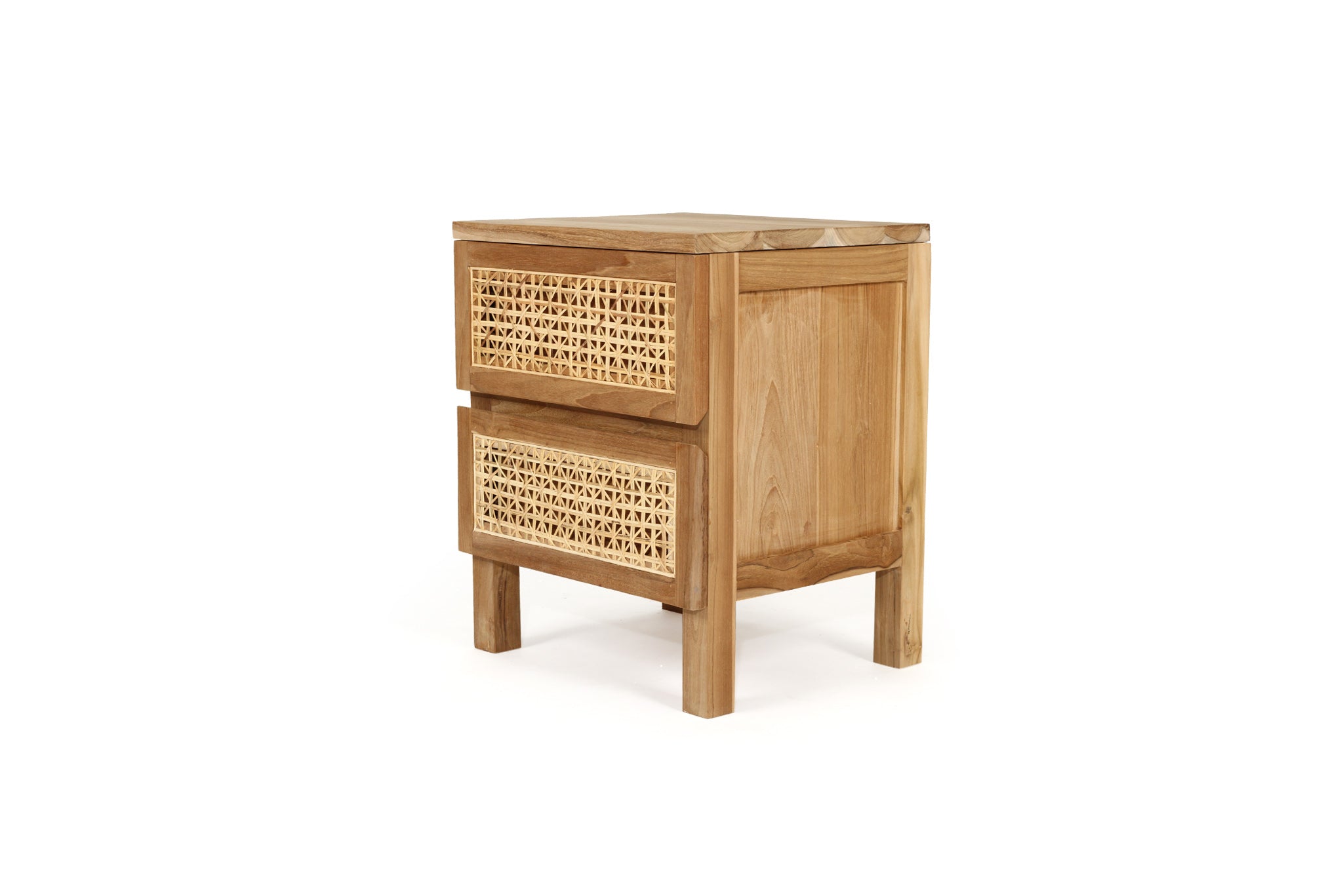 Piper Teak & Rattan Bedside Table