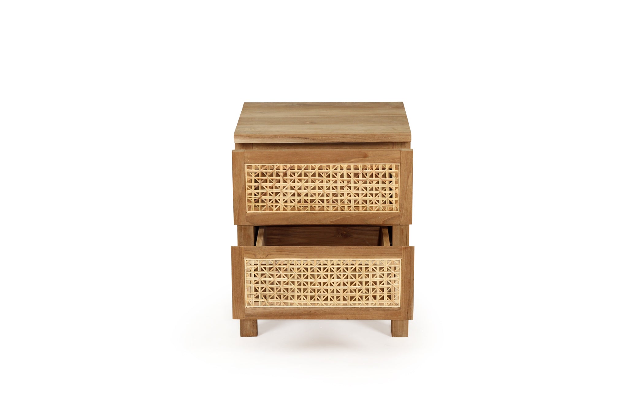 Piper Teak & Rattan Bedside Table