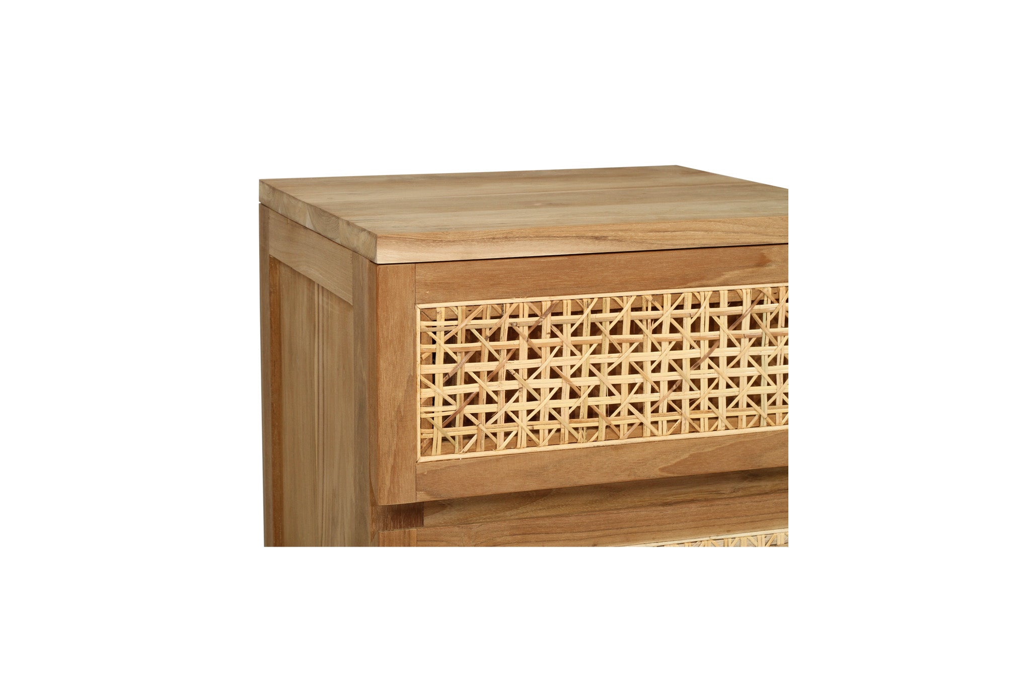 Piper Teak & Rattan Bedside Table