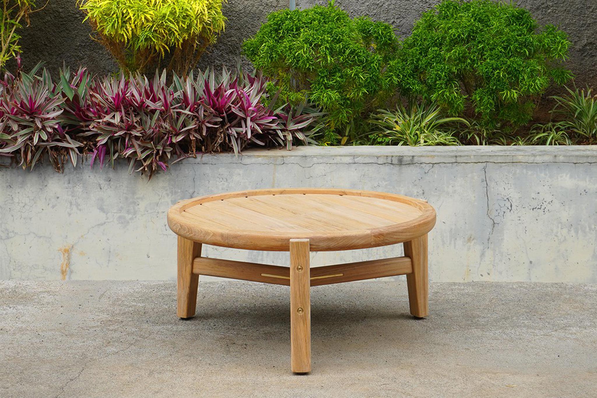 Queenscliff Teak Outdoor Round Coffee Table – Low – 60cm