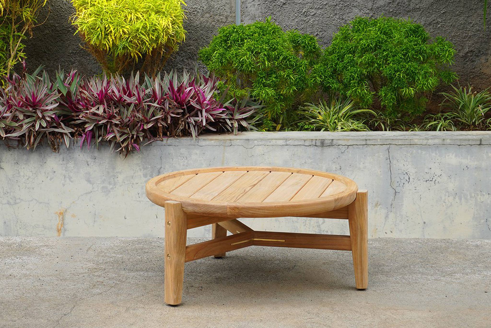 Queenscliff Teak Outdoor Round Coffee Table – Low – 60cm