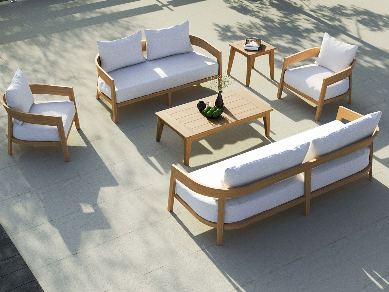 Queenscliff Teak Outdoor Sofa – 3 Seater – White