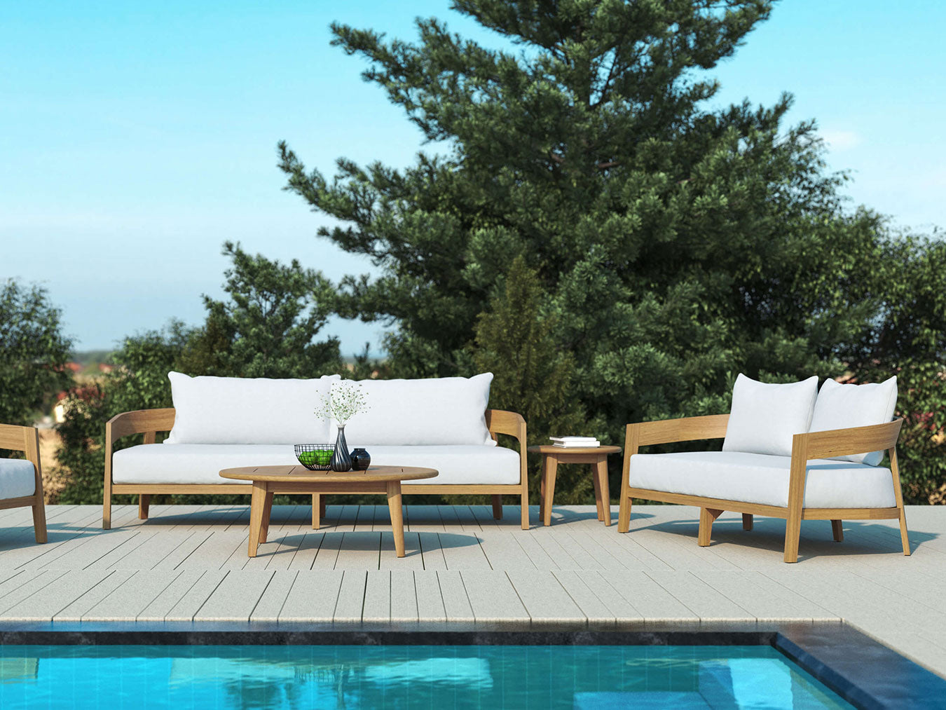 Queenscliff Teak Outdoor Sofa – 3 Seater – White