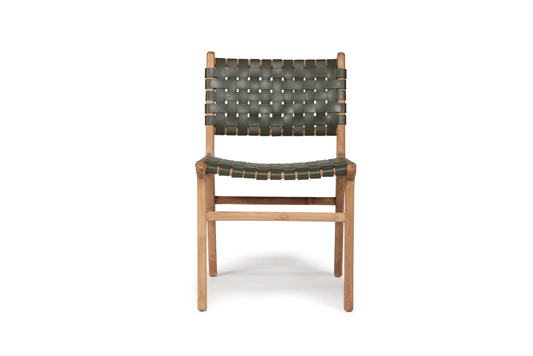 South Bank Woven Leather Side Chair – Olive