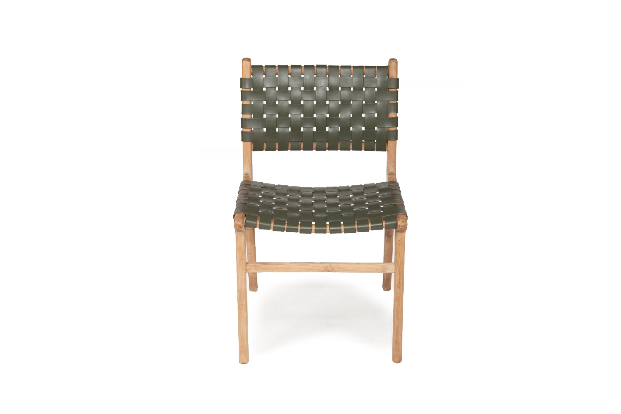 South Bank Woven Leather Side Chair – Olive