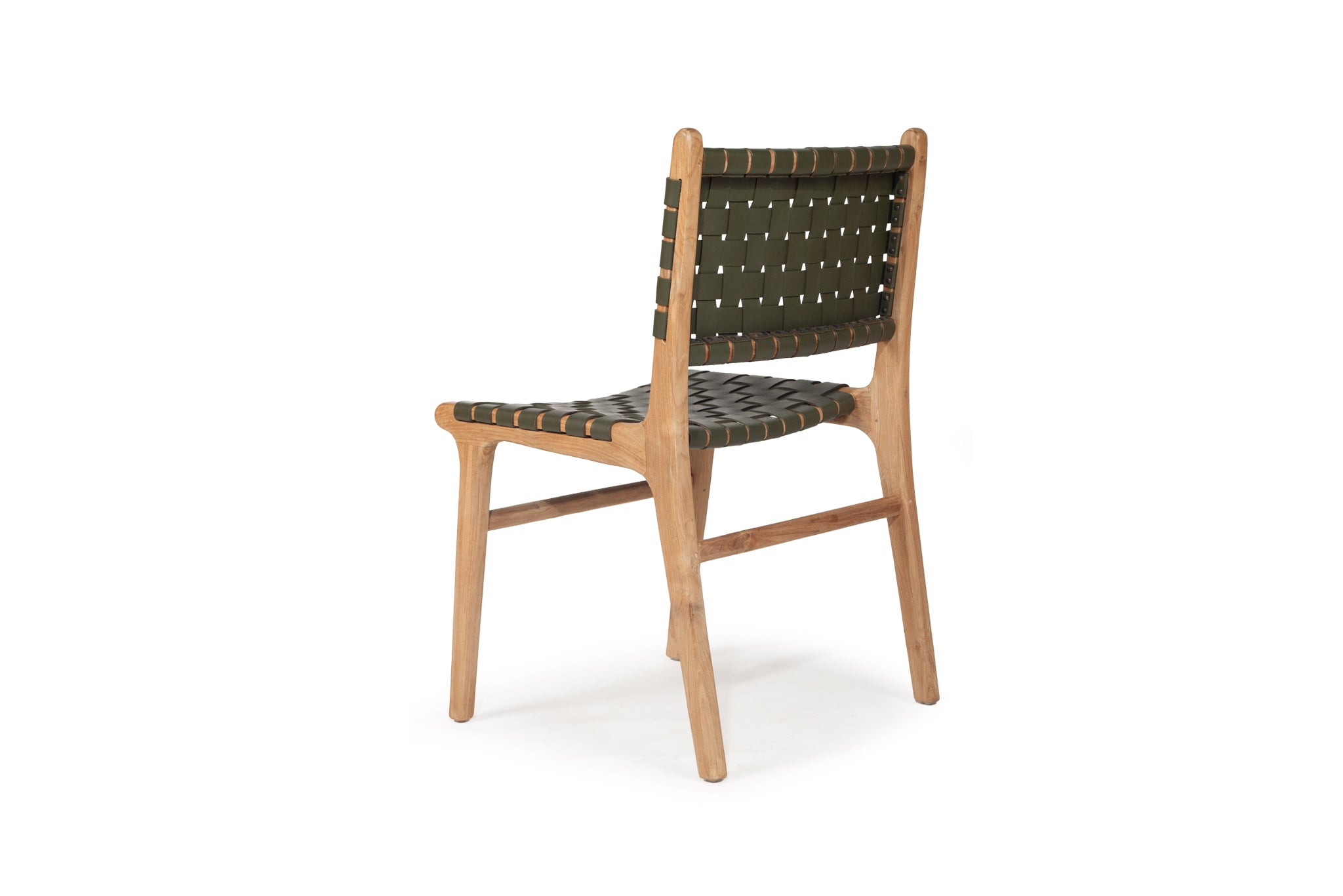 South Bank Woven Leather Side Chair – Olive