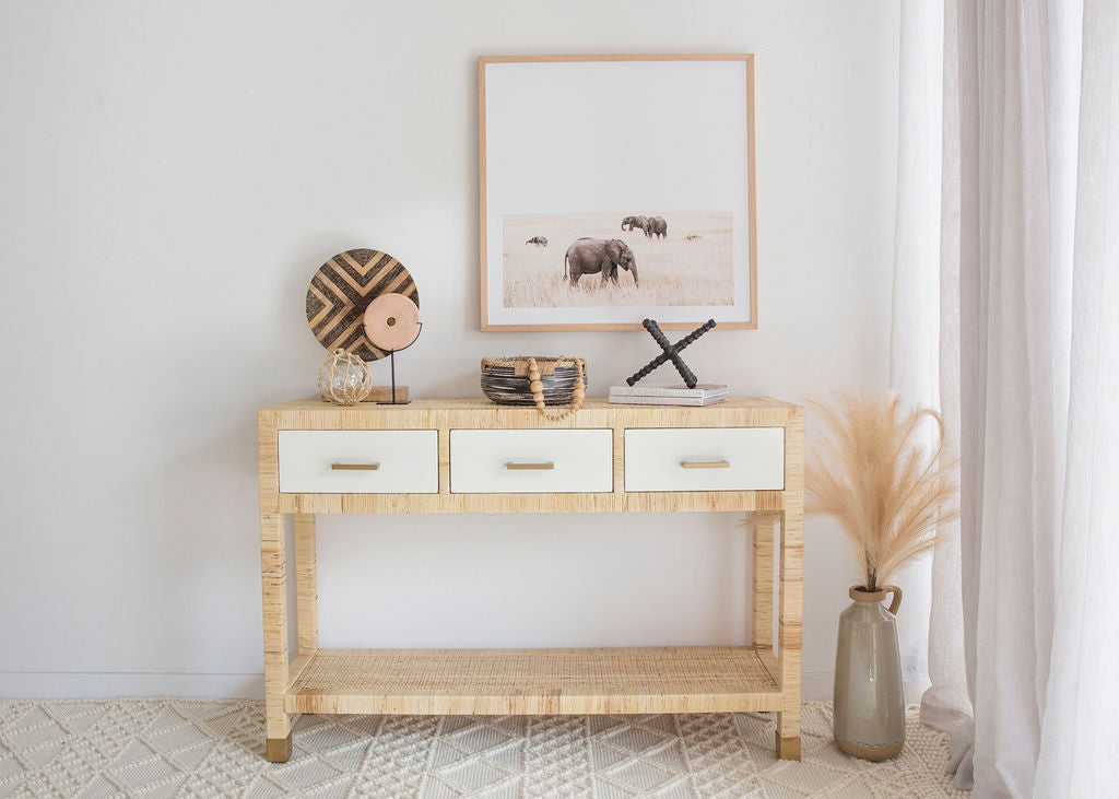 Southport Rattan & Timber Three Drawer Console Table