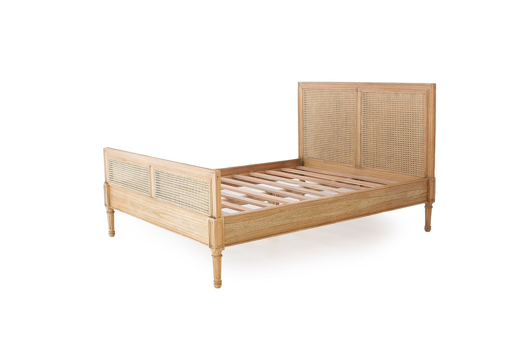 Vaucluse Cane Bed – Queen Size – Weathered Oak