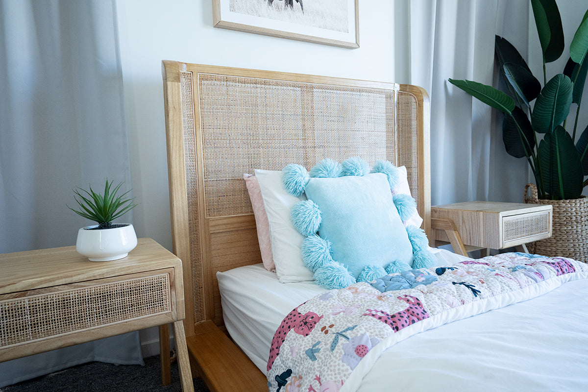 Yasawa White Cedar & Rattan Bed – King Single Size